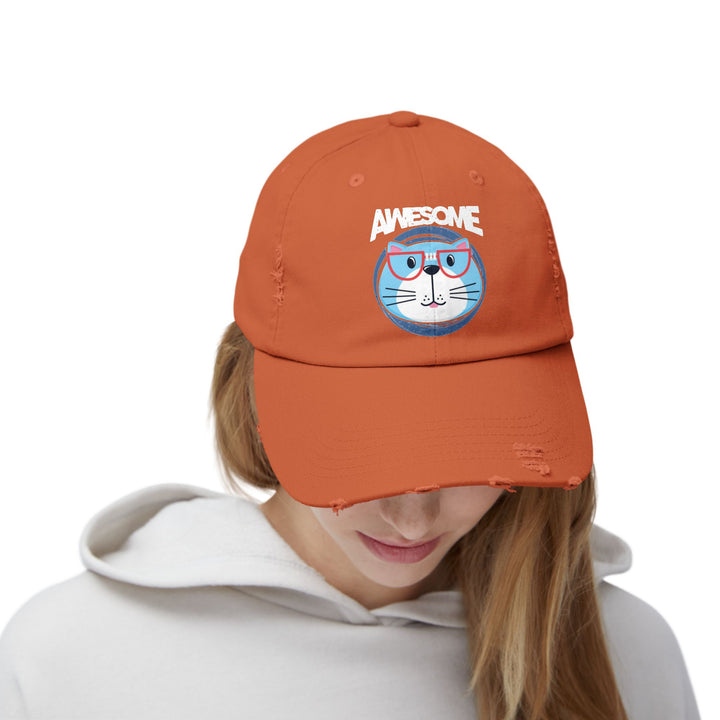 Awesome Cat Unisex Distressed Hat