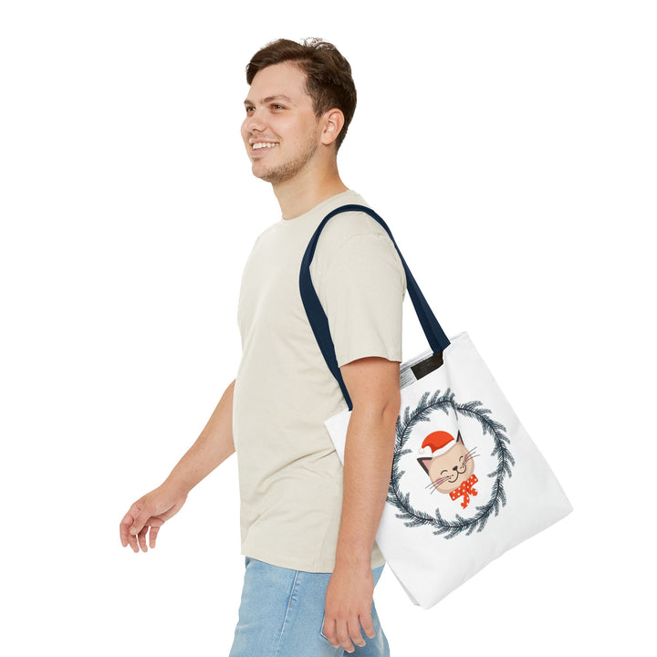 Vintage Christmas Cat Tote Bag