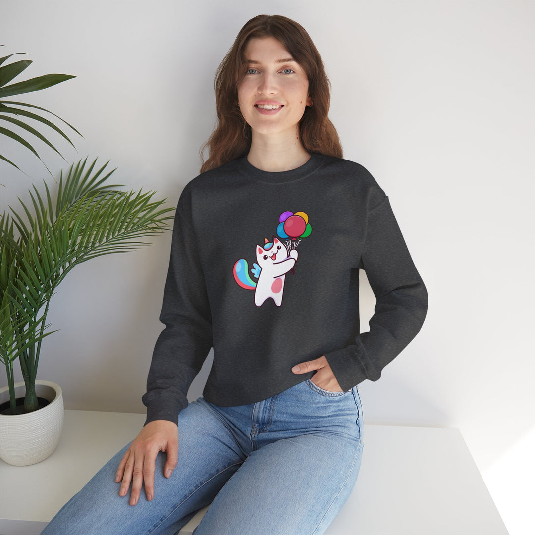Caticorn and Balloons Unisex Crewneck Sweatshirt
