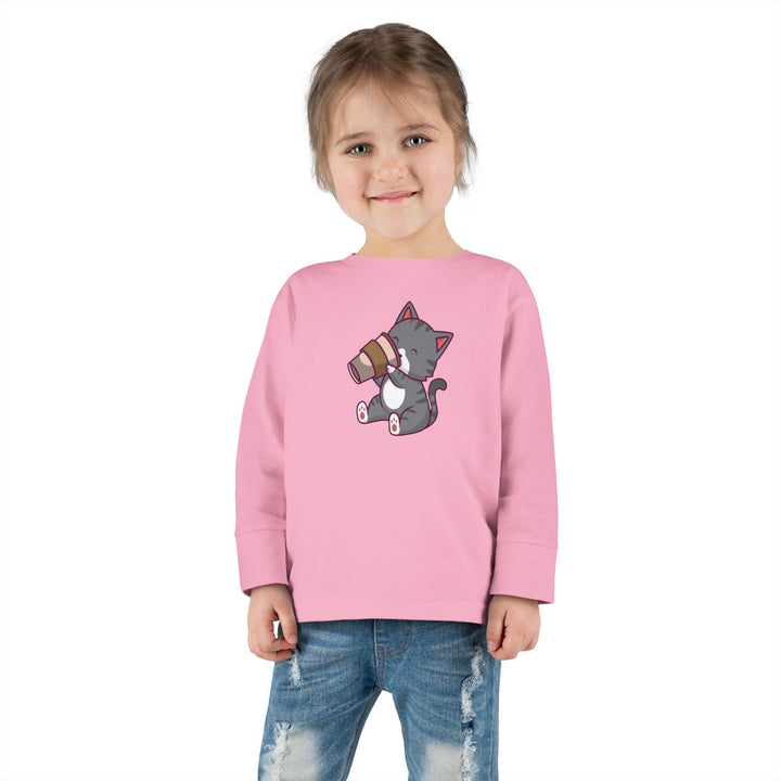 Coffee Kitty Toddler Long Sleeve Tee
