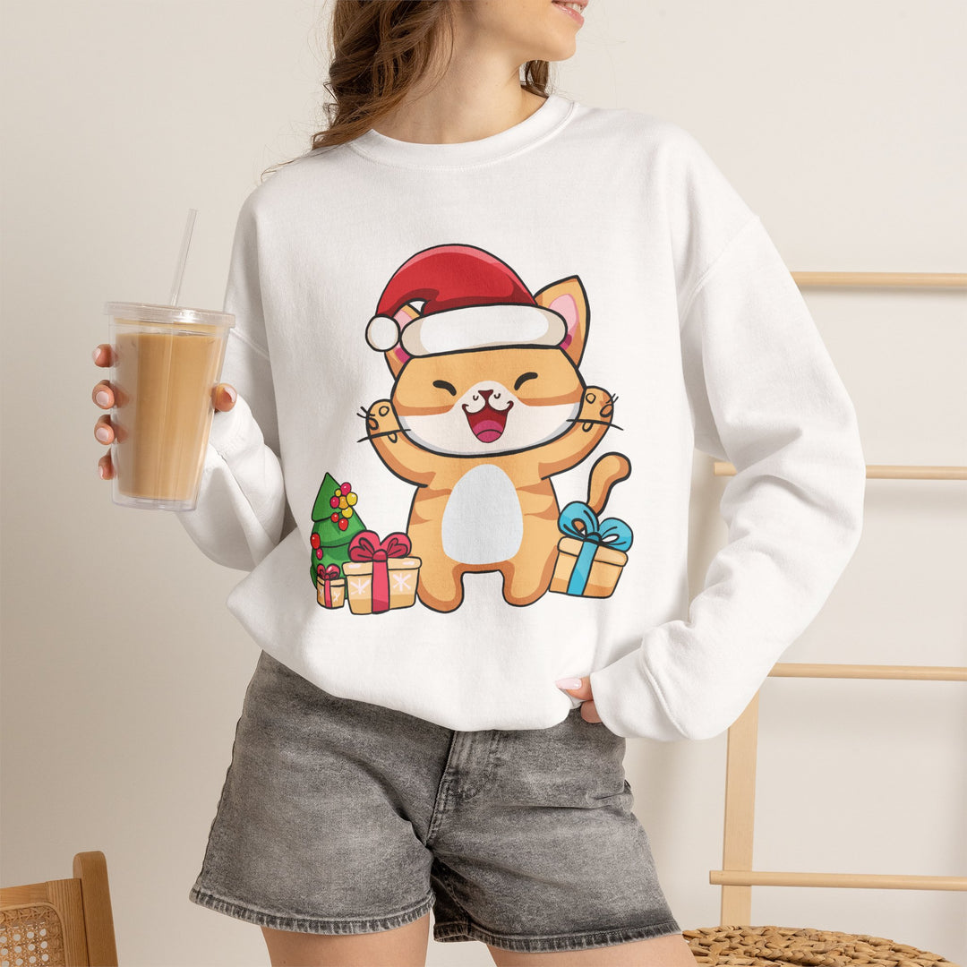 Happy Santa Cat Crewneck Sweatshirt