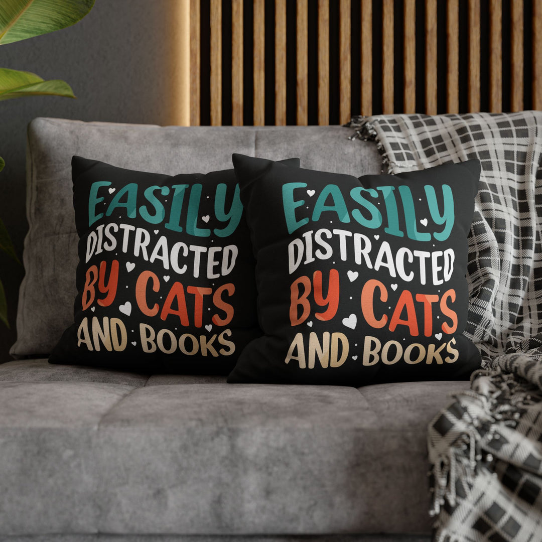 Cats and Books Square Pillow