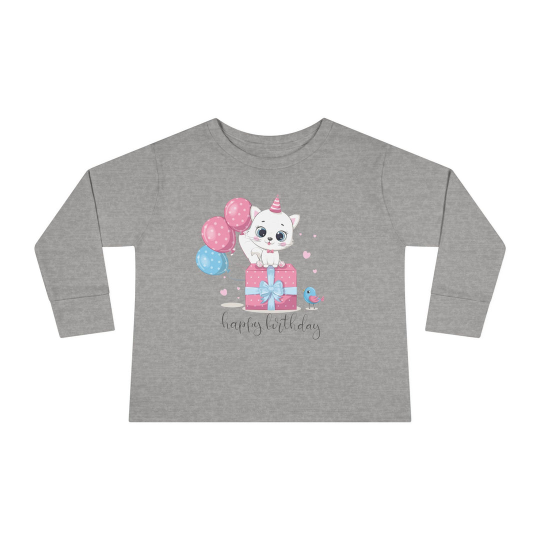 Happy Birthday Kitty Toddler Long Sleeve Tee