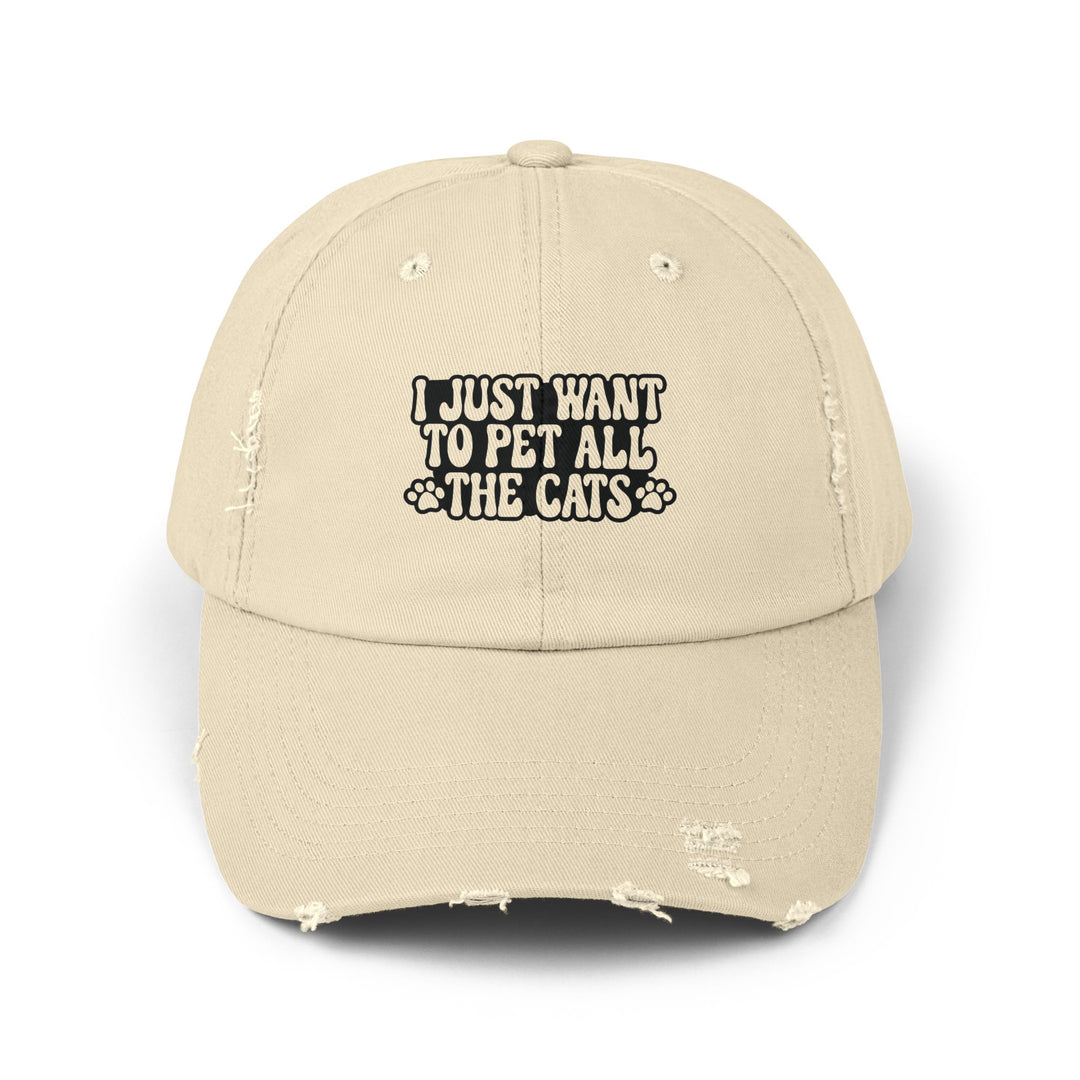 Pet All The Cats Unisex Distressed Hat