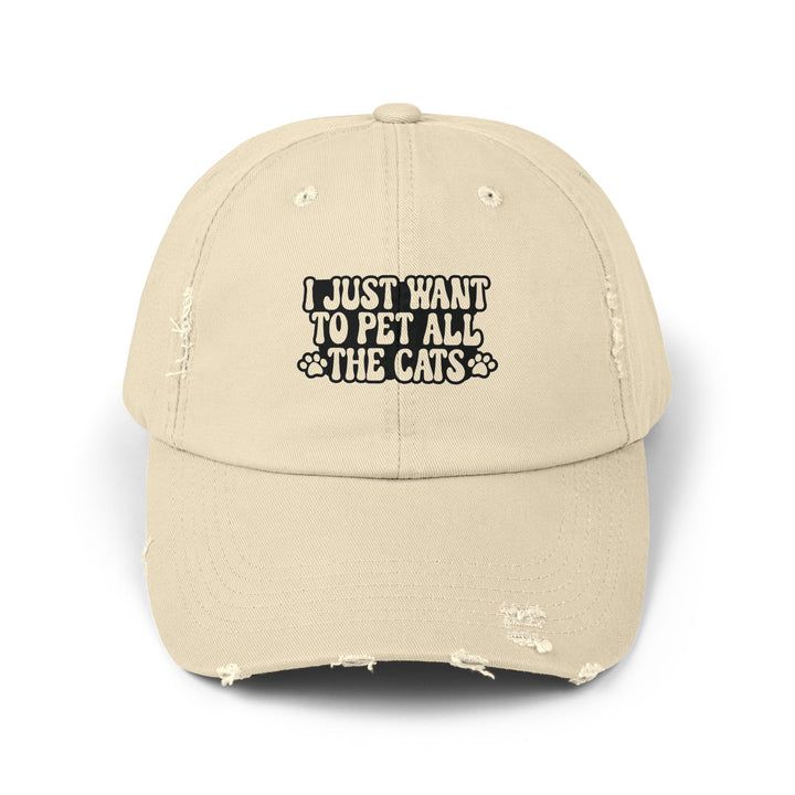 Pet All The Cats Unisex Distressed Hat