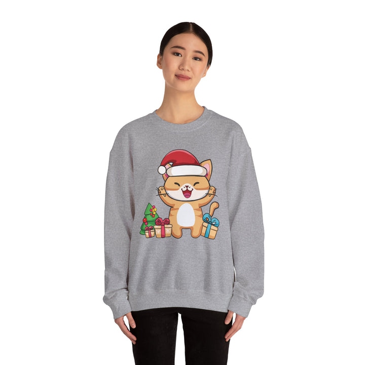 Happy Santa Cat Crewneck Sweatshirt