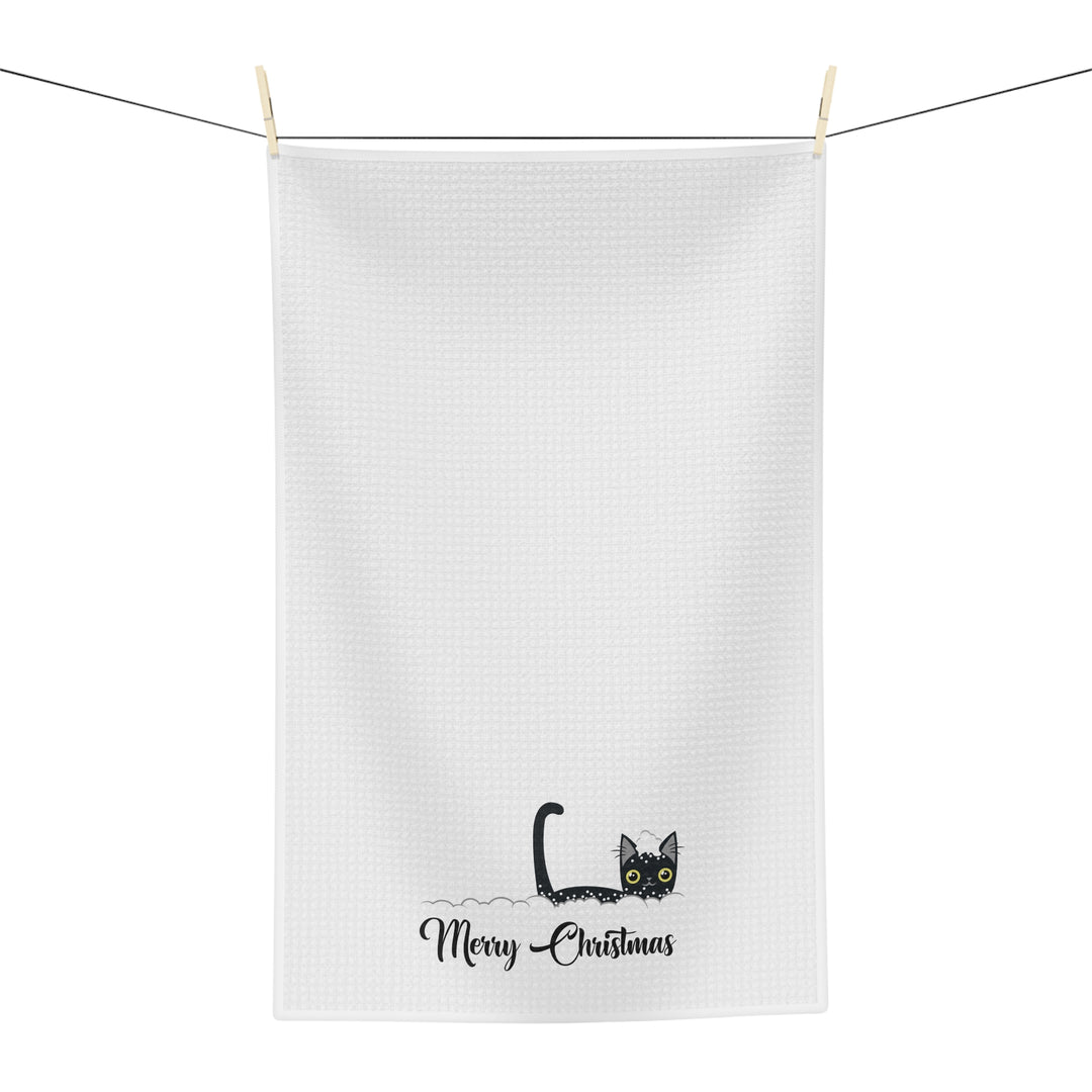 Snowy Christmas Cat Tea Towel