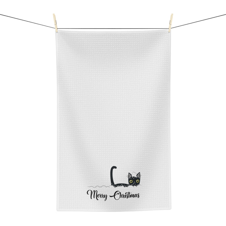 Snowy Christmas Cat Tea Towel