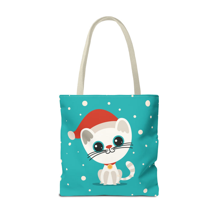 Teal Santa Cat Tote Bag