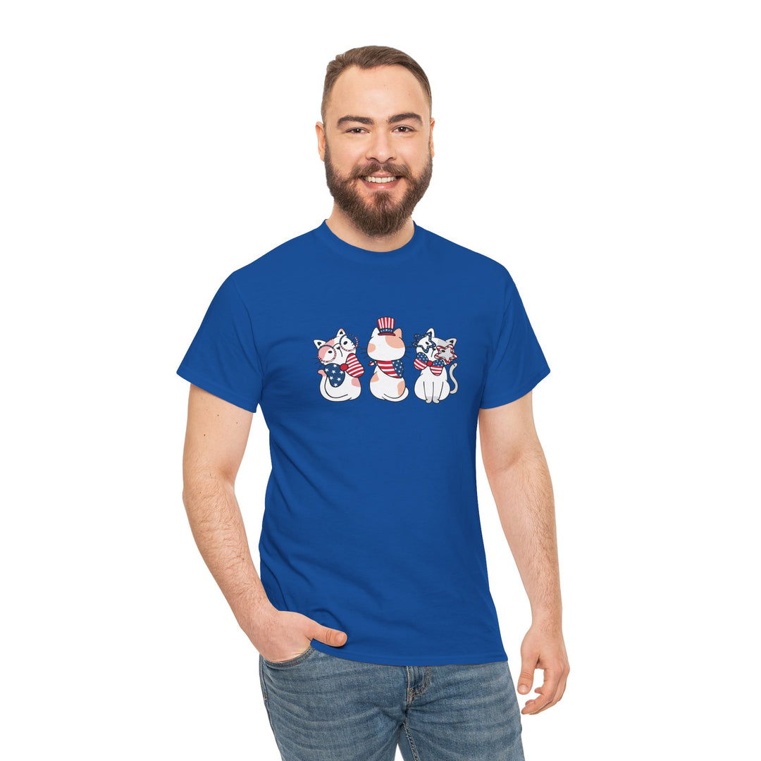 Flag Waving Cats Cotton Tee