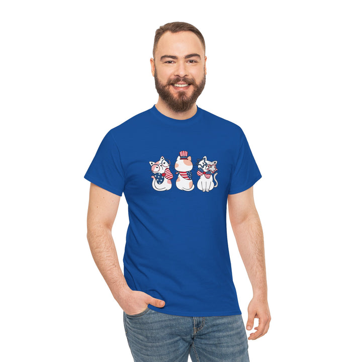 Flag Waving Cats Cotton Tee