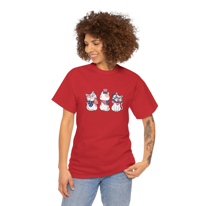 Flag Waving Cats Cotton Tee