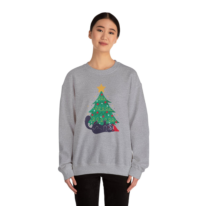 Mischievous Christmas Kitty Crewneck Sweatshirt