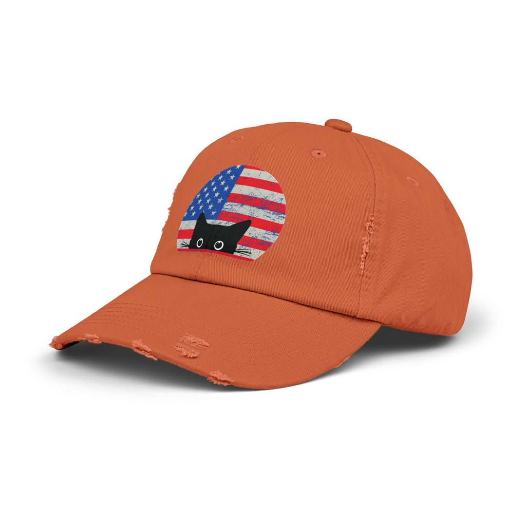 Star Spangled Kitty Unisex Distressed Hat