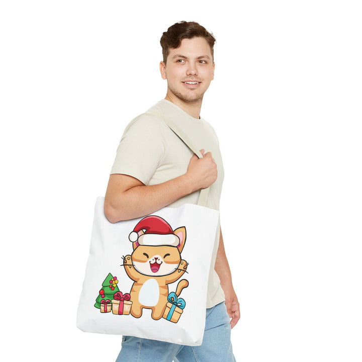 Happy Santa Cat Tote Bag