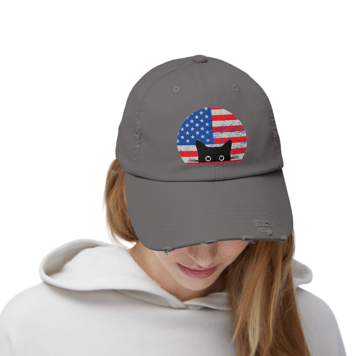 Star Spangled Kitty Unisex Distressed Hat