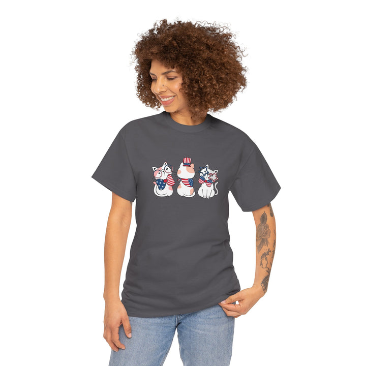 Flag Waving Cats Cotton Tee