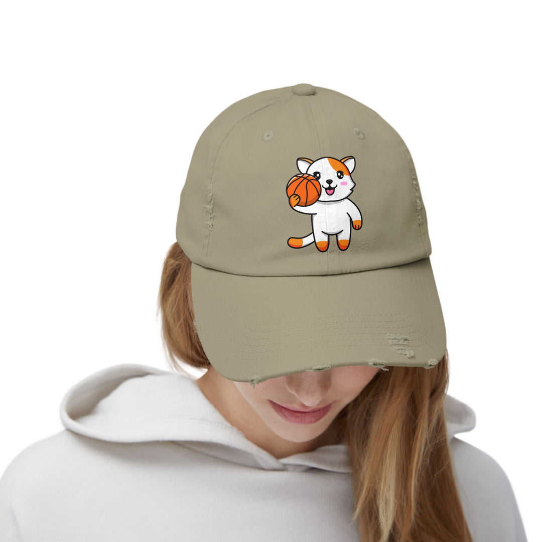 Basketball Cat Unisex Distressed Hat