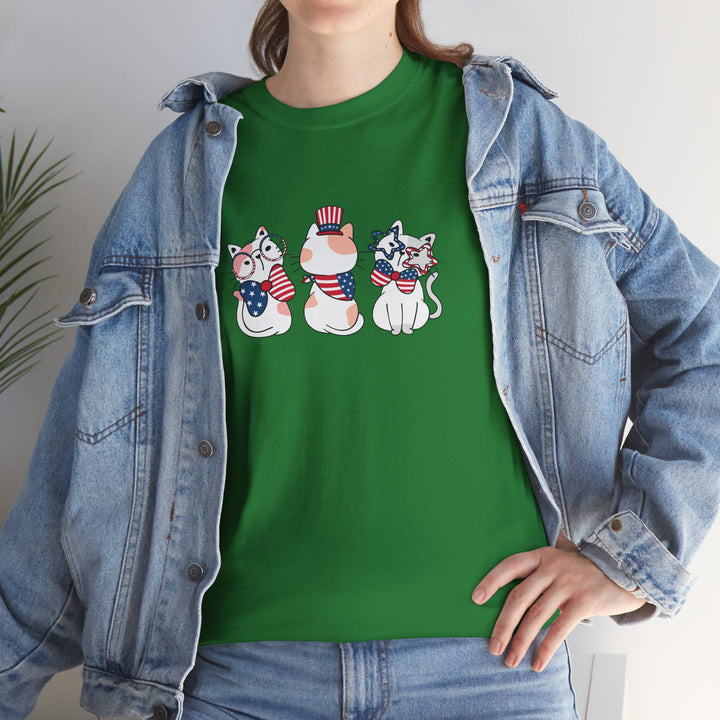 Flag Waving Cats Cotton Tee