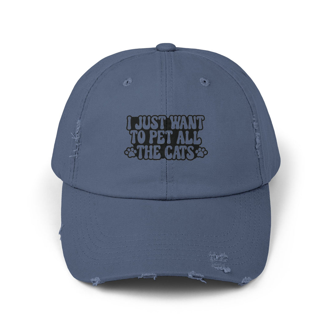 Pet All The Cats Unisex Distressed Hat