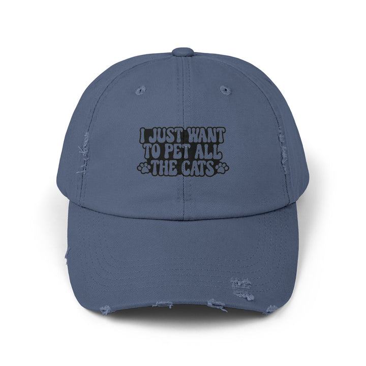 Pet All The Cats Unisex Distressed Hat