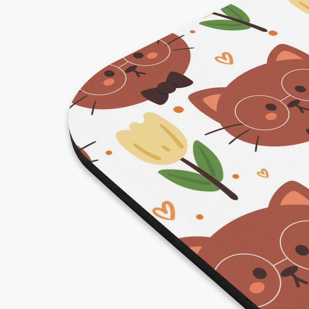 Brown Cat and Tulips Mouse Pad