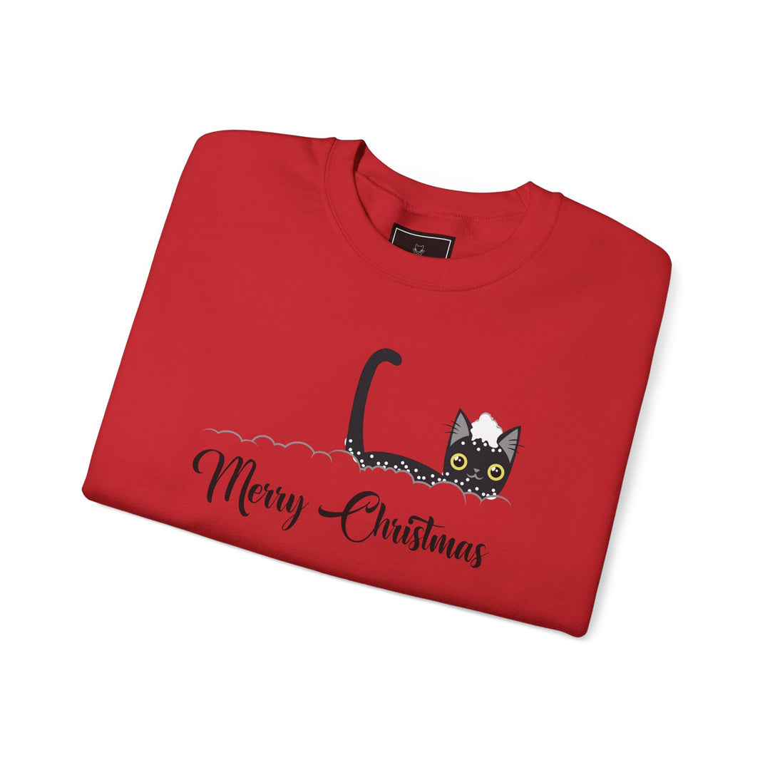 Snowy Christmas Cat Unisex Crewneck Sweatshirt