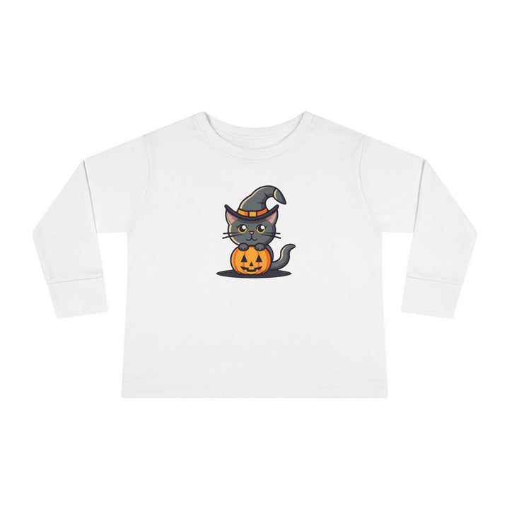 Black Halloween Cat Toddler Long Sleeve Tee