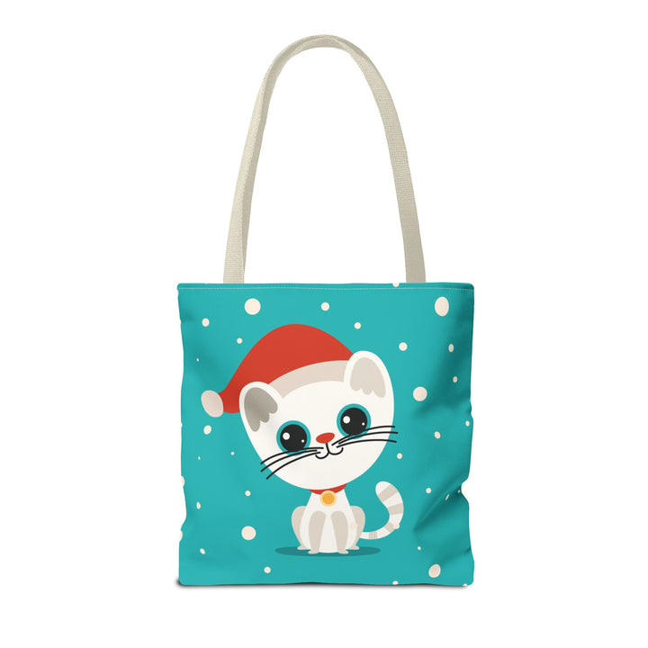 Teal Santa Cat Tote Bag