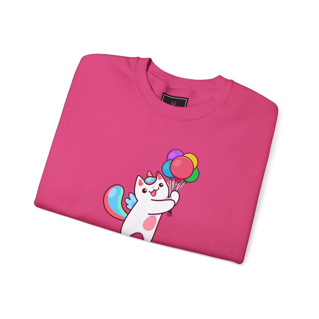 Caticorn and Balloons Unisex Crewneck Sweatshirt