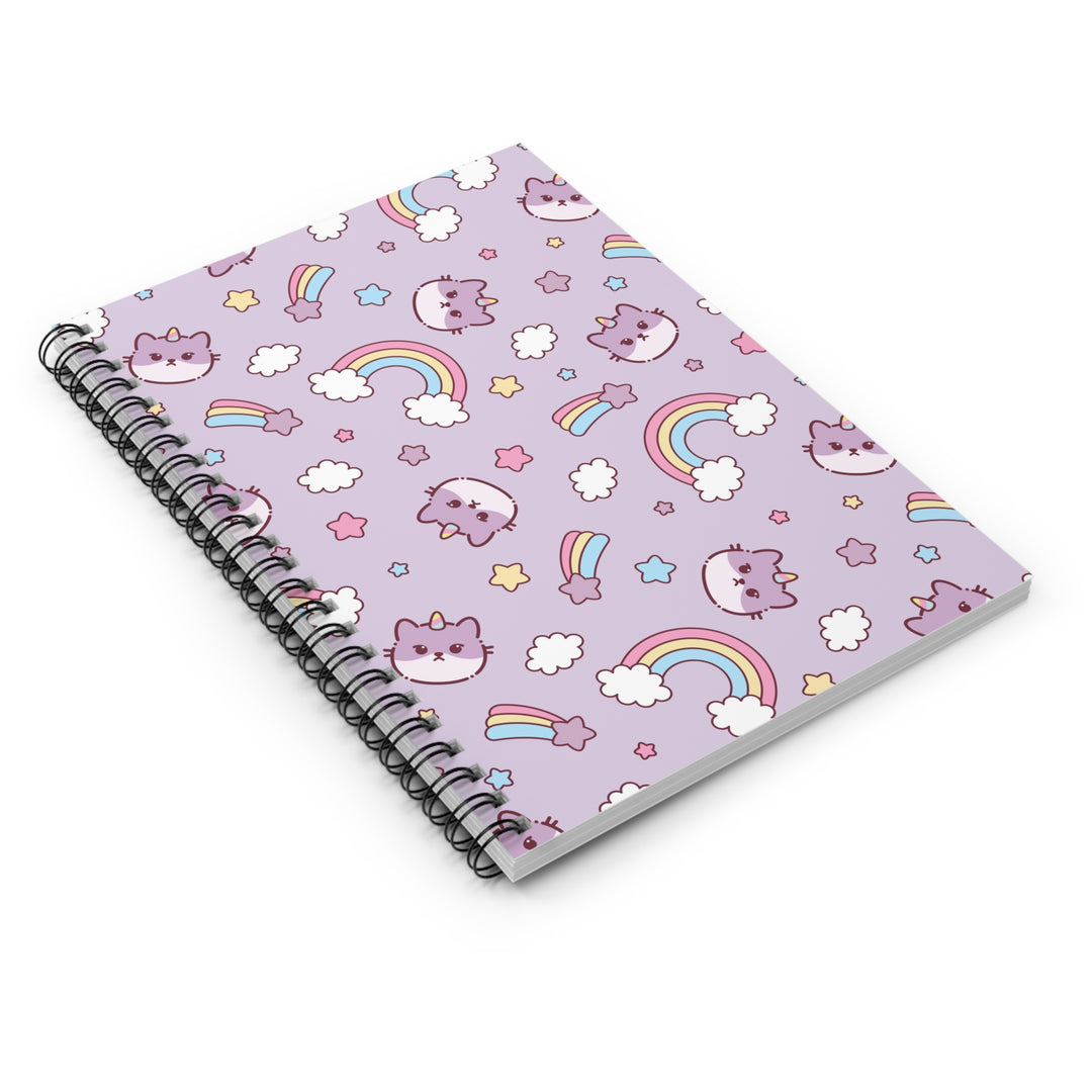 Purple Cats and Rainbows Spiral Notebook