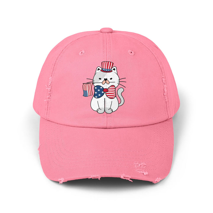 Patriotic Cat Unisex Distressed Hat