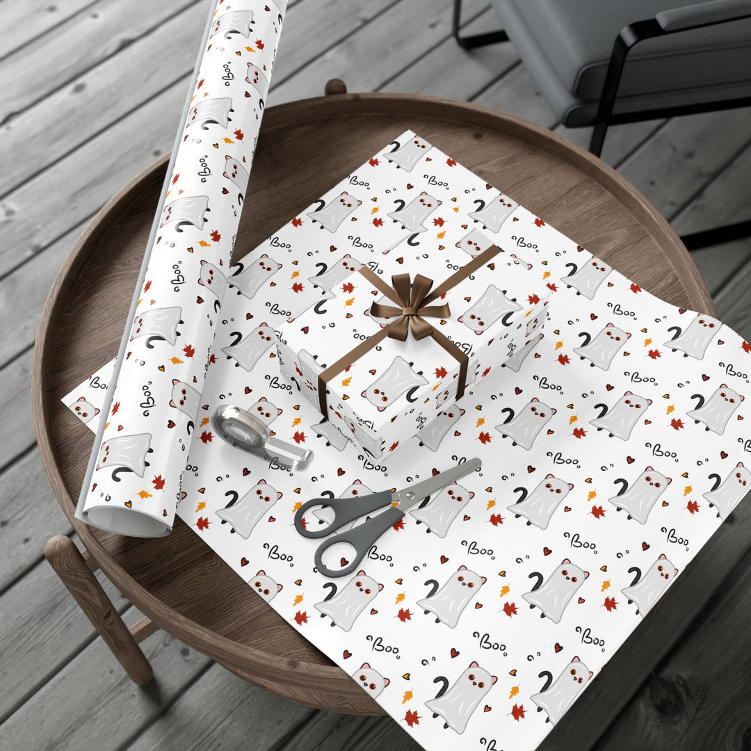 Ghost Cat Halloween Gift Wrap