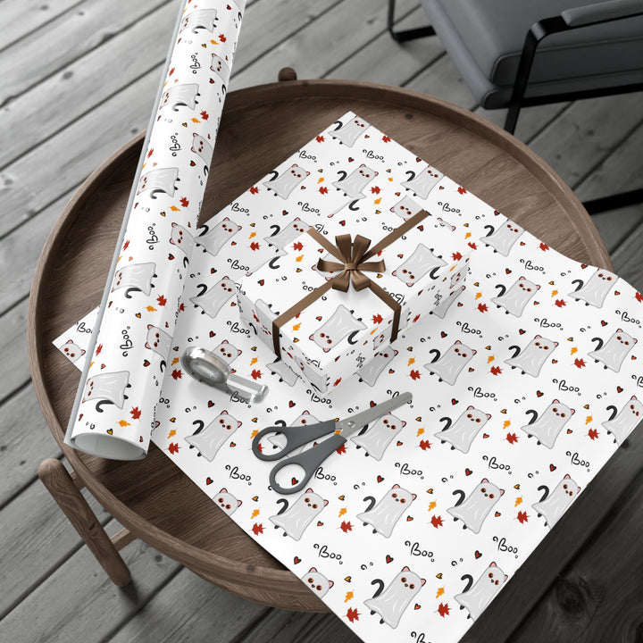 Ghost Cat Halloween Gift Wrap