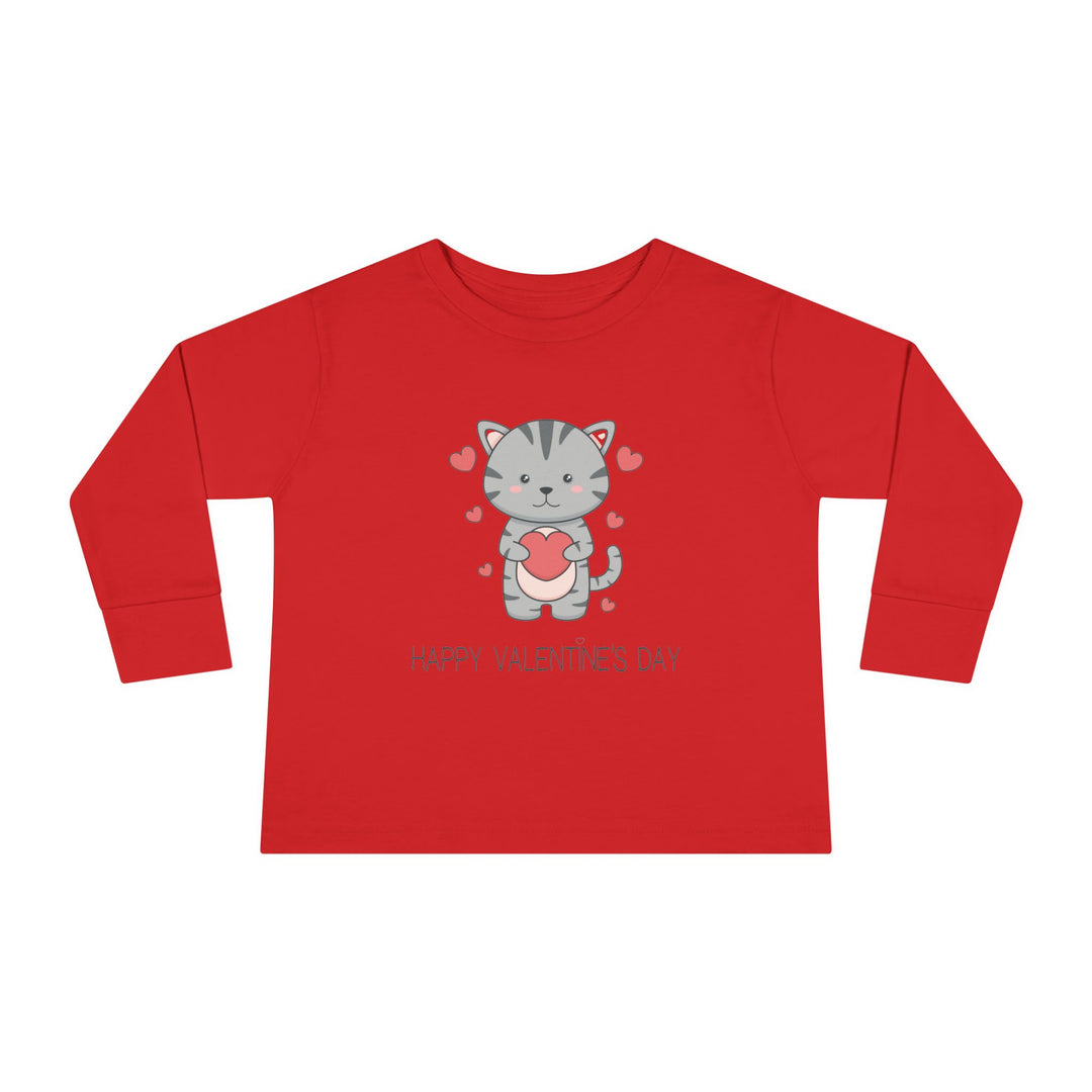 Valentine Cat Toddler Long Sleeve Tee