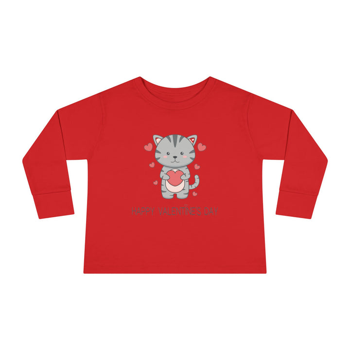 Valentine Cat Toddler Long Sleeve Tee
