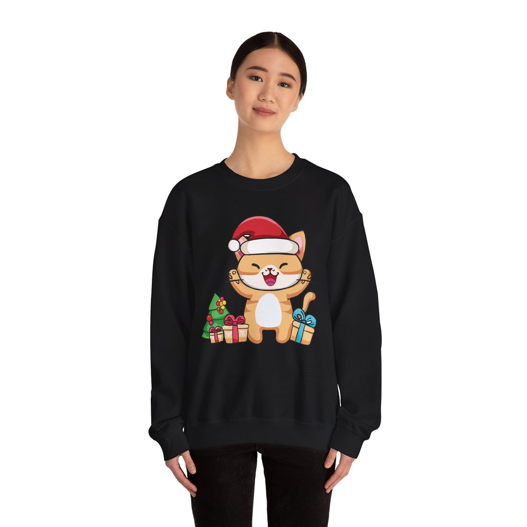 Happy Santa Cat Crewneck Sweatshirt