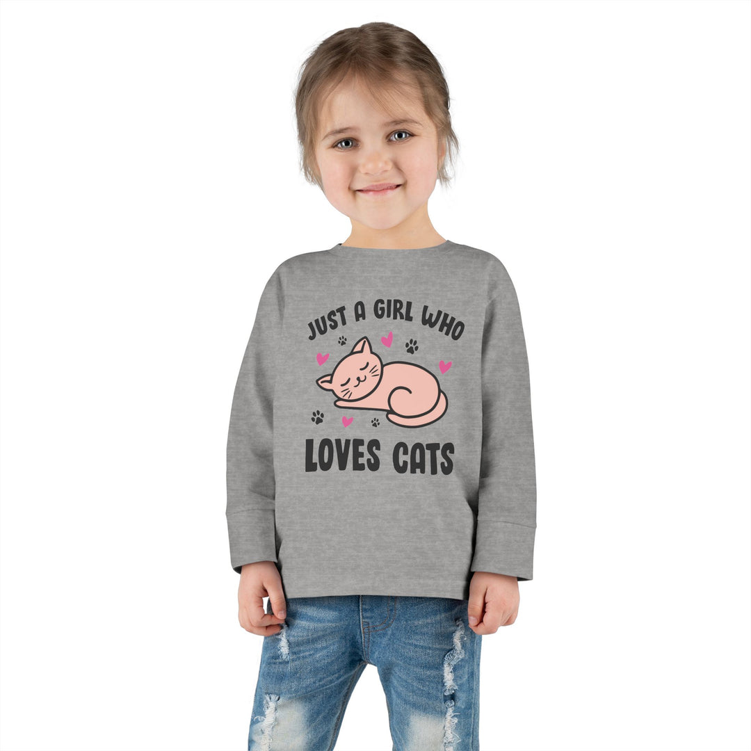 Girl Who Loves Cats Toddler Long Sleeve Tee