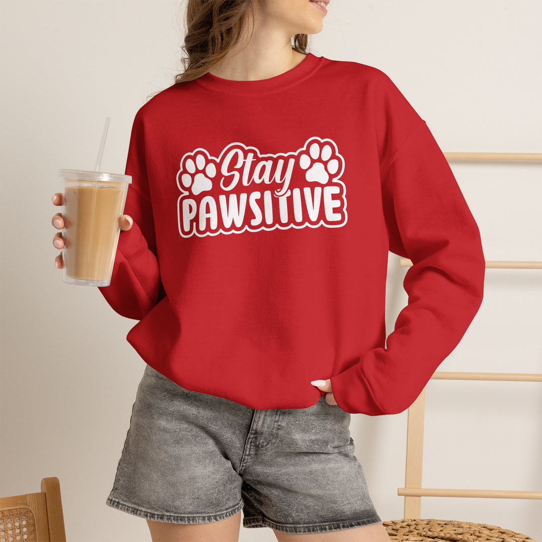 Stay Pawsitive Unisex Crewneck Sweatshirt