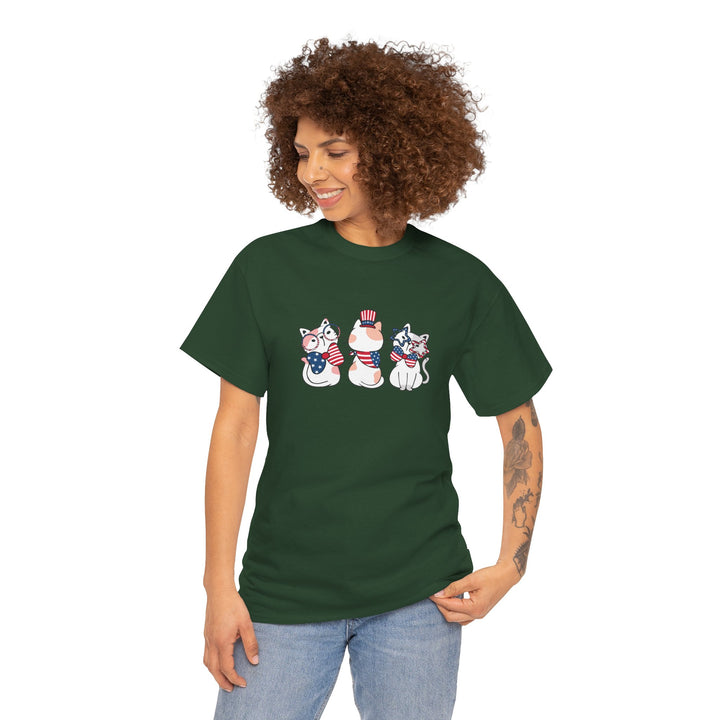 Flag Waving Cats Cotton Tee