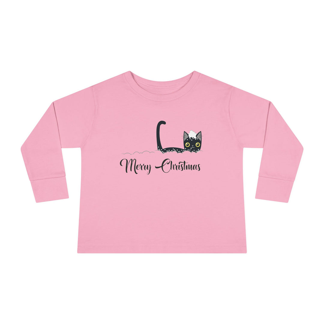 Snowy Christmas Cat Toddler Long Sleeve Tee