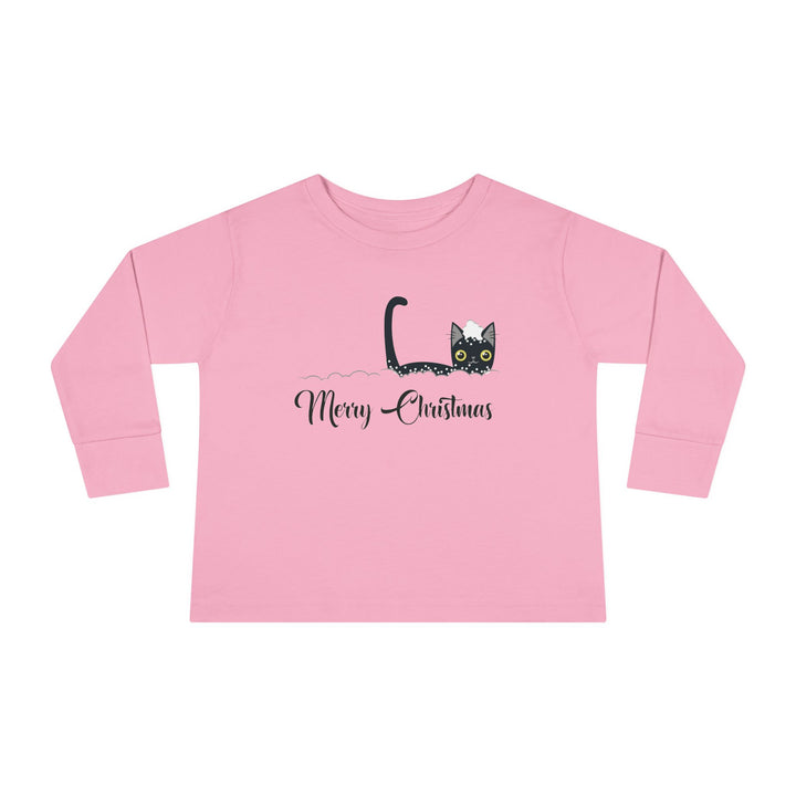 Snowy Christmas Cat Toddler Long Sleeve Tee