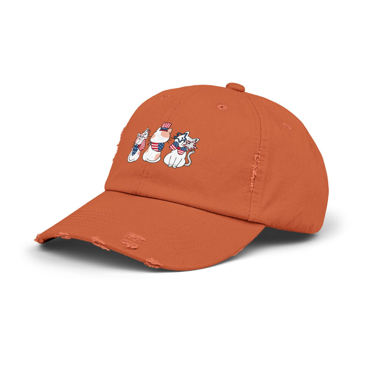 Flag Waving Cats Unisex Distressed Hat