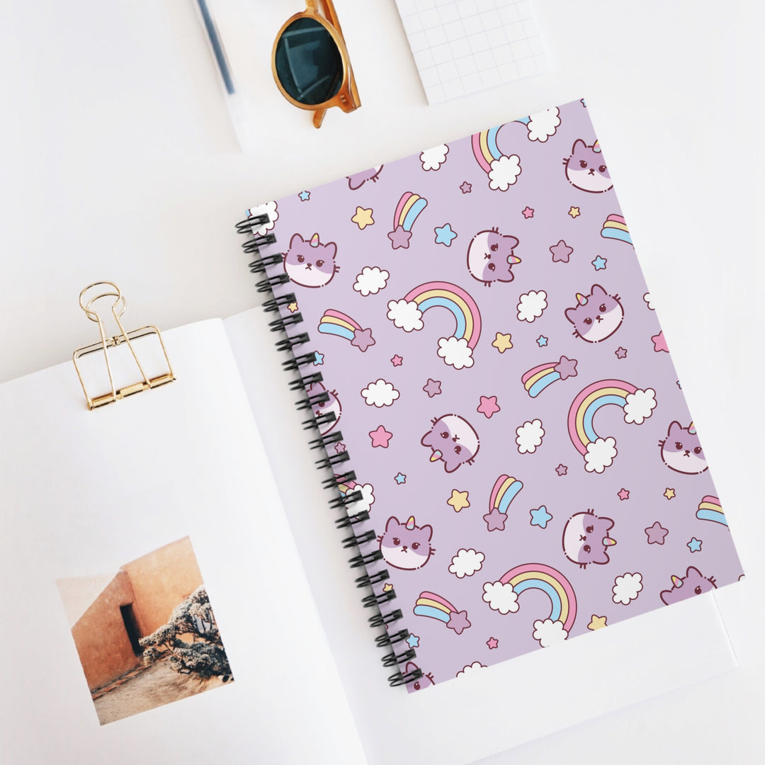 Purple Cats and Rainbows Spiral Notebook