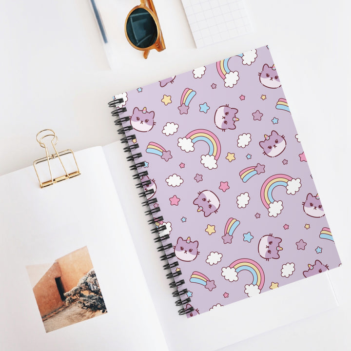 Purple Cats and Rainbows Spiral Notebook