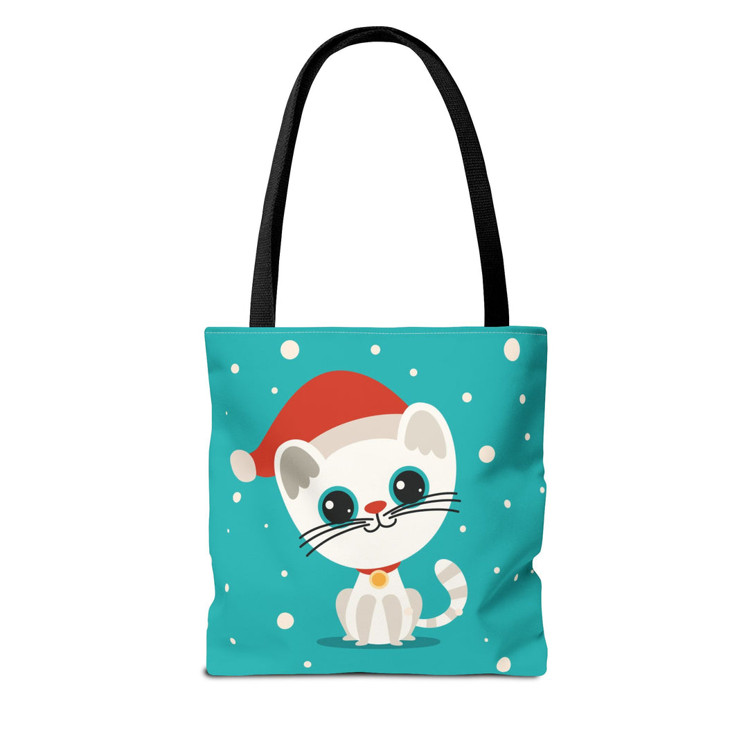 Teal Santa Cat Tote Bag