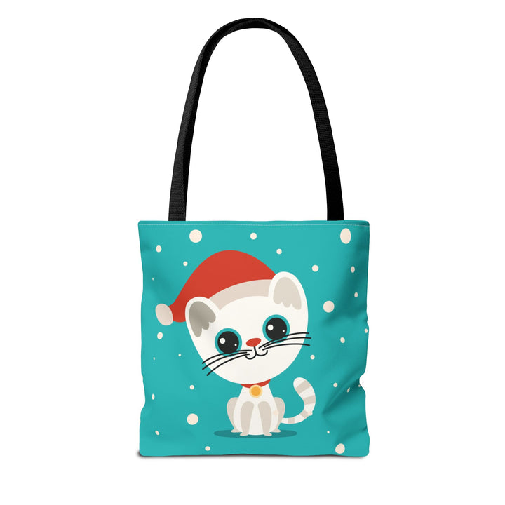 Teal Santa Cat Tote Bag