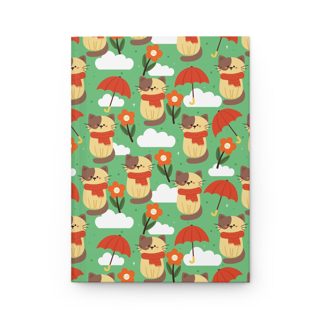Spring Showers Cat Hardcover Journal
