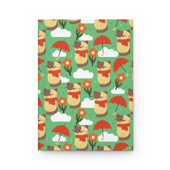 Spring Showers Cat Hardcover Journal
