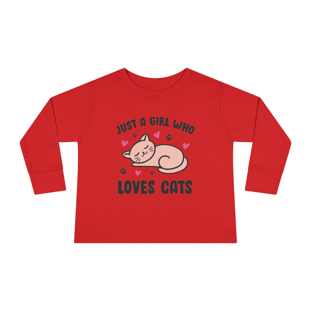 Girl Who Loves Cats Toddler Long Sleeve Tee